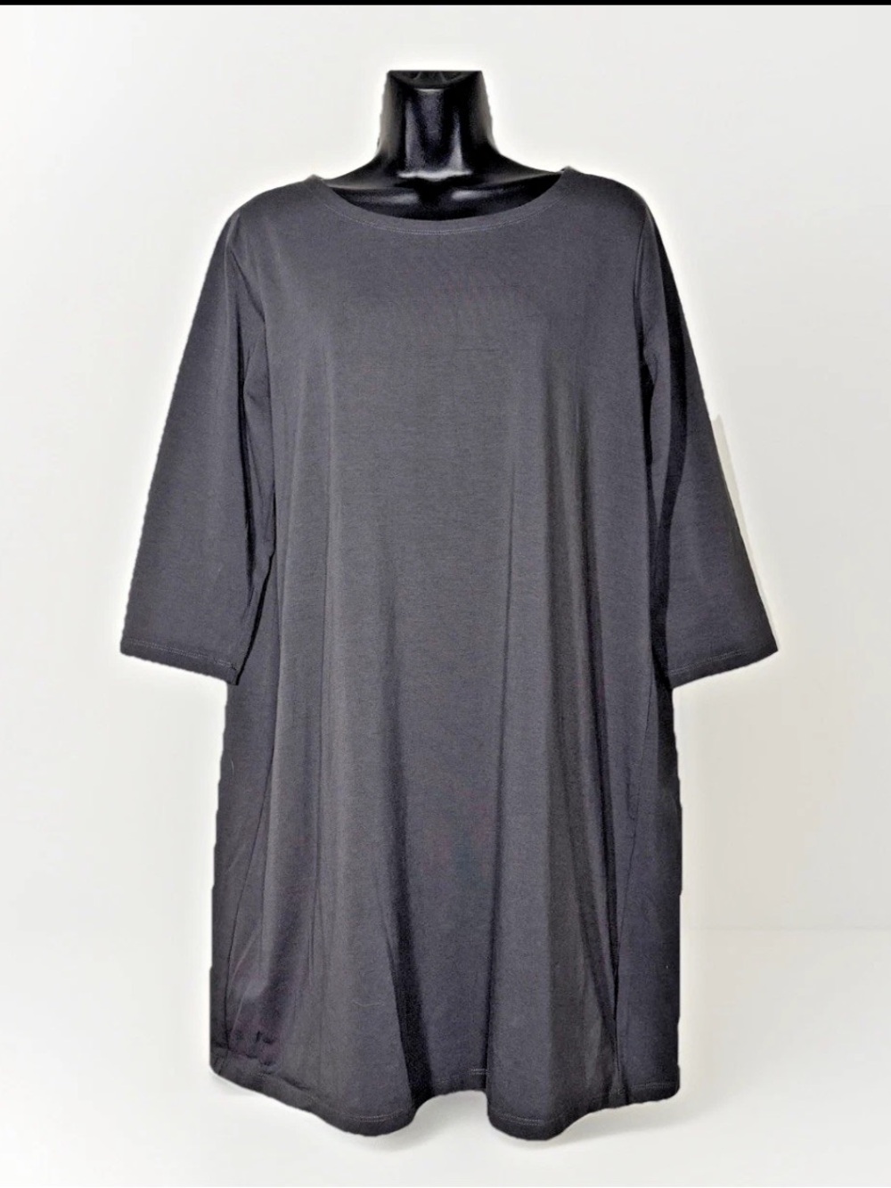 Eileen Fisher T shirt Dress M 
3/4 shift Graphite Gray Organic cotton stretch